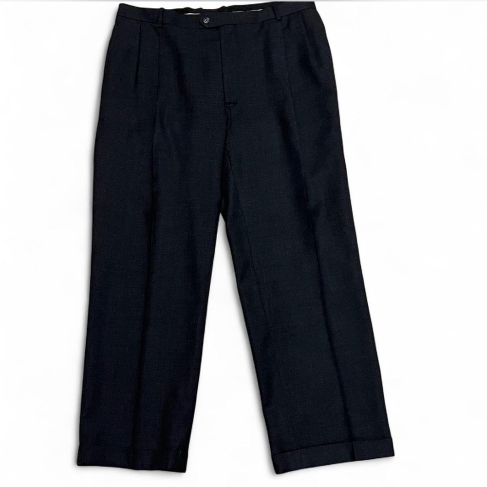 Pronto Uomo 41/30 100% Wool‎ Charcoal Grey Pleated Cuffed Men’s Dress Pants.